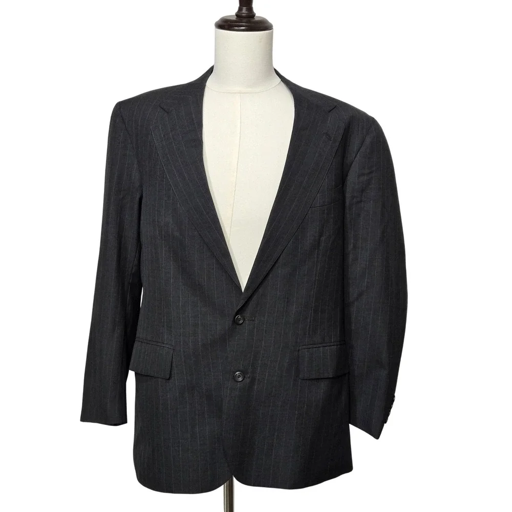 Polo University‎ Club Ralph Lauren Blazer Mens Gray Pinstripe Jacket USA Made
